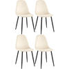 STUHL 4er Set Samt Creme - Creme/Schwarz, Textil/Metall (44/88/51cm) - CLP
