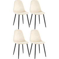 STUHL 4er Set Samt Creme - Creme/Schwarz, Textil/Metall (44/88/51cm) - CLP