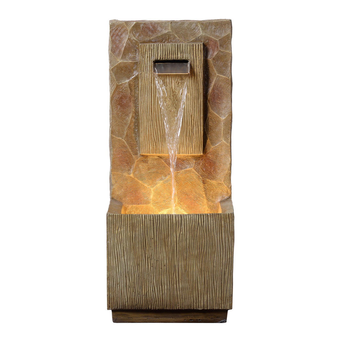 WASSERFALLBRUNNEN, LED, 81cm, Braun - Braun, Stein (35/31/81cm) - Teamson Home