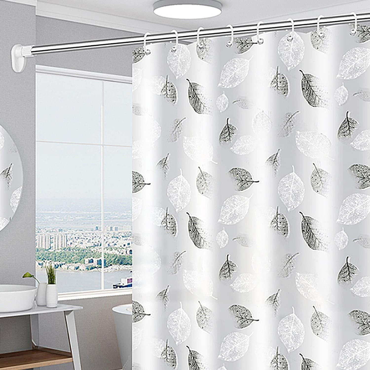 DUSCHVORHANG Weiß Blatt schimmelresistent waschbar für Zuhause Badewanne - Weiß, Kunststoff (180/200cm) - MCBOSON