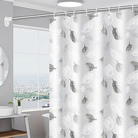 DUSCHVORHANG Weiß Blatt schimmelresistent waschbar für Zuhause Badewanne - Weiß, Kunststoff (180/200cm) - MCBOSON