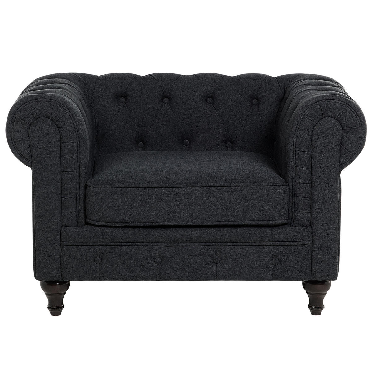 SESSEL Polsterbezug graphitgrau Chesterfield - Graphitfarben, Textil (110/70/75cm) - Beliani