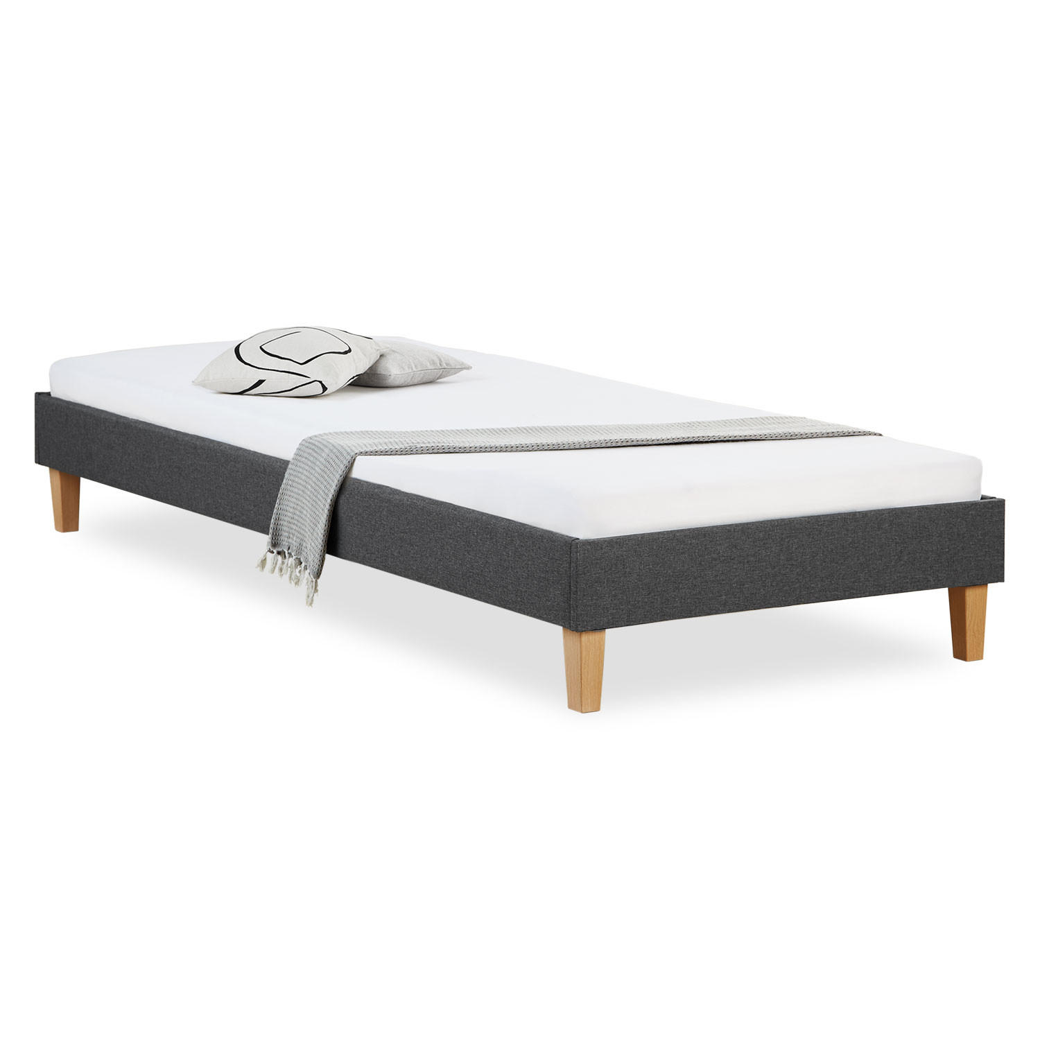 Homestyle4u Polsterbett Grau 90x200 cm