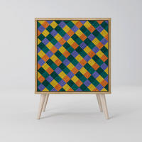 SIDEBOARD PAINTED SQUARES MIX, Eichefarben, 57,5x42x77,5 cm, Schräge Buchenholzfüße - Eichefarben/Buchefarben, Holzwerkstoff/Buchenholz (57.5/77.5/42cm) - SpaceRebels