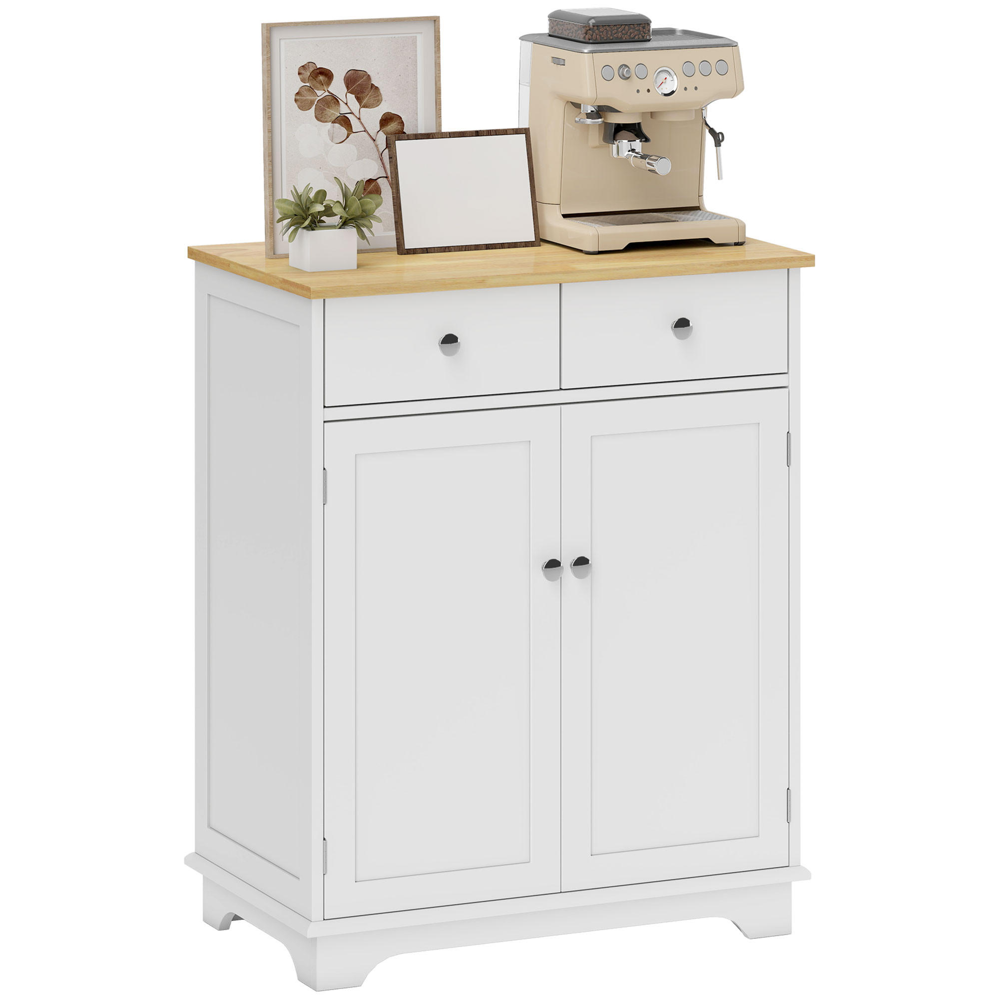 SIDEBOARD DE-10997 2 Türen Weiß/Naturholz - Weiß, Holzwerkstoff (68/85/40.3cm) - ComfortXL