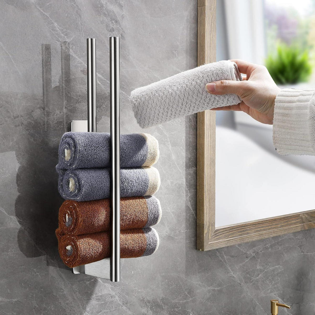 HANDTUCHSTANGE Edelstahl gebürstet 39 cm - Silberfarben, Metall (4.9/10.7/39cm)