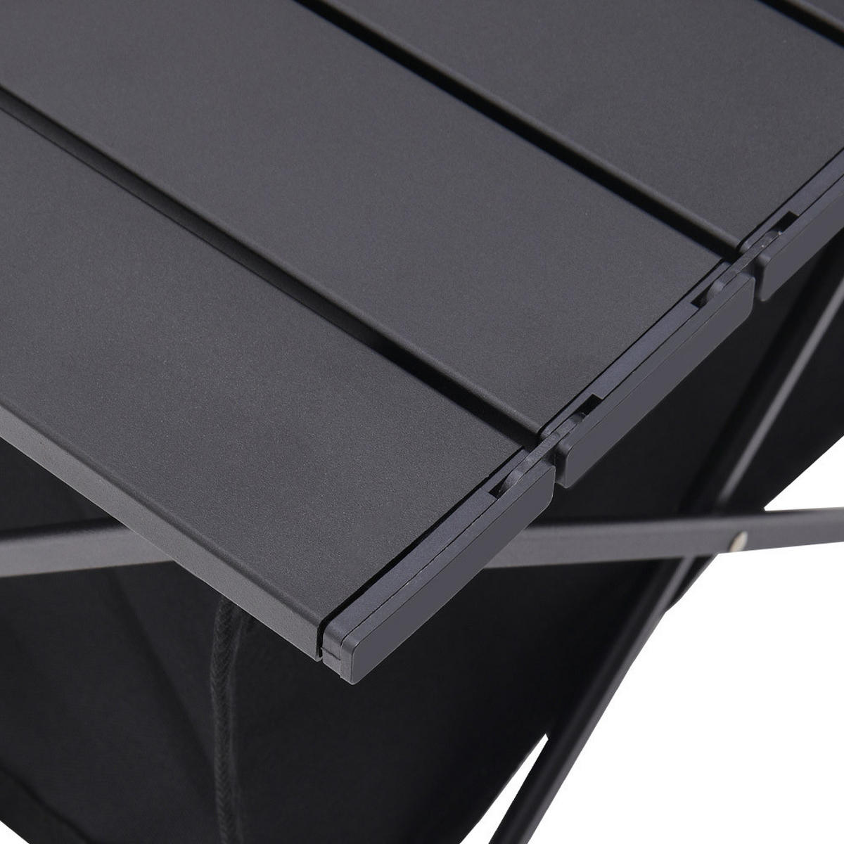 CAMPINGTISCH mit Rollplatte und Aufbewahrungskorb aus Aluminium Oxford-Gewebe Tragbar Kompaktes Faltmaß 39 x 33 x 31cm 1,02 kg - Schwarz, Metall (33/39/31cm) - Livingandhome