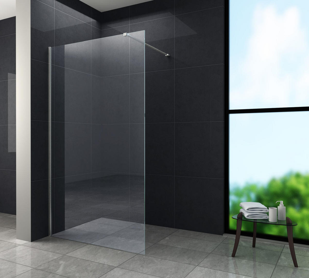 DUSCHWAND AQUOS Klar 120 x 200 cm 10 mm ESG - Klar, Glas (120/200cm) - Glasdeals