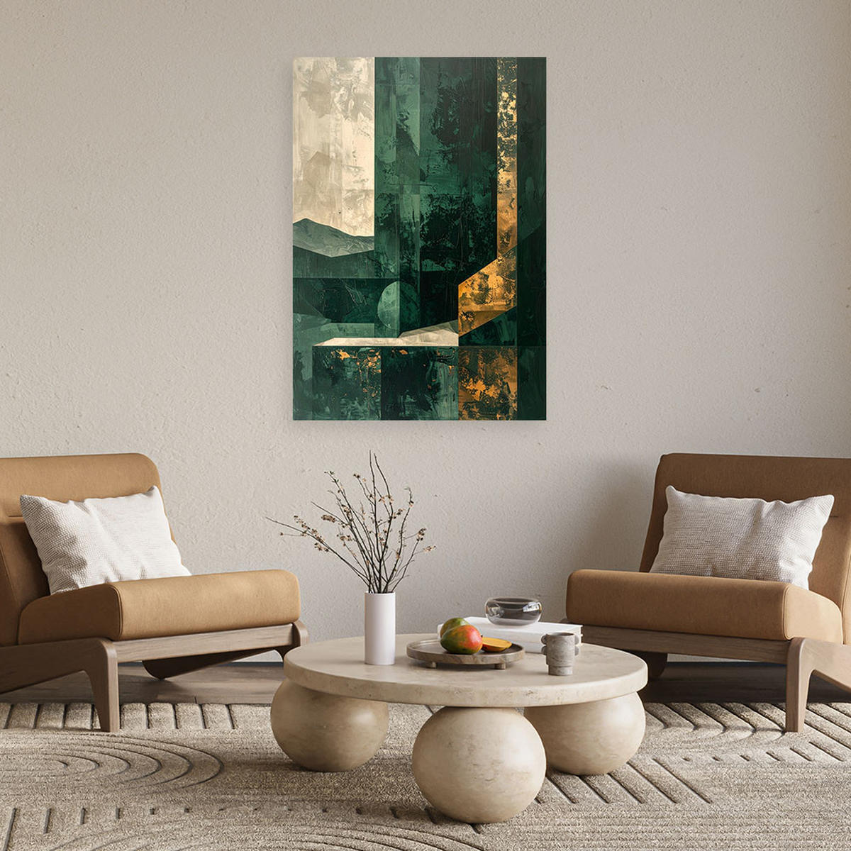 LEINWANDBILD Abstraktion 80x120cm - Grün, Textil (80/120cm) - Feeby