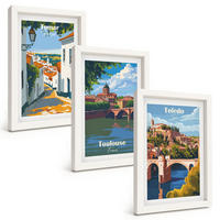 BILDER SET 3er Set - 20x30 cm Weißer Rahmen - Retro-Stadtgrafiken - Weiß, Kunststoff (20/30cm) - TULUP