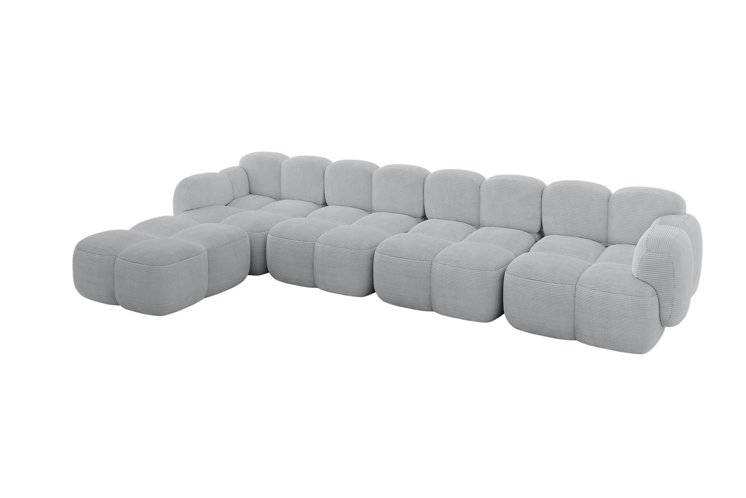 ECKSOFA modulares Sofa Links Miko-L3 390x205x75 Grau Cord - Anthrazit/Schwarz, Holzwerkstoff/Kunststoff (390/205cm) - ALTDECOR