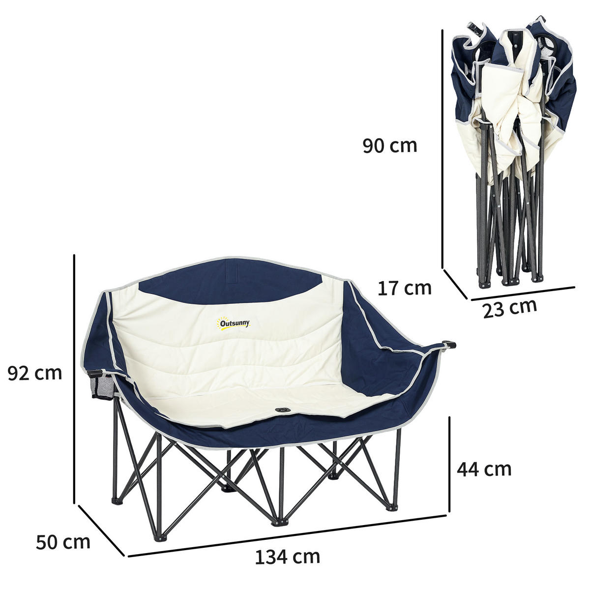 CAMPINGSTUHL Metall Oxfordstoff Blau - Blau, Textil/Metall (50/92/134cm) - Outsunny