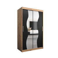 SCHWEBETÜRENSCHRANK 200/120/62 2-türig - Silberfarben/Schwarz, Holz/Kunststoff (120/200/62cm) - Abiks Möbel