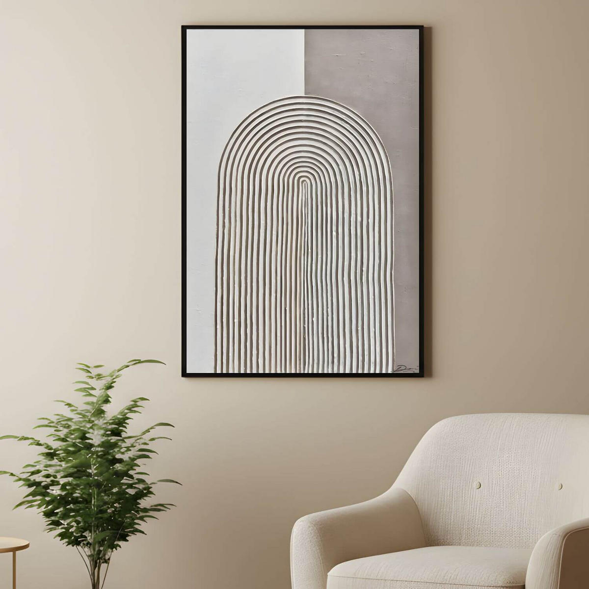 ACRYLBILD HANDGEMALT 60/90 cm - Beige/Grau, Holz/Textil (60/90cm) - KUNSTLOFT