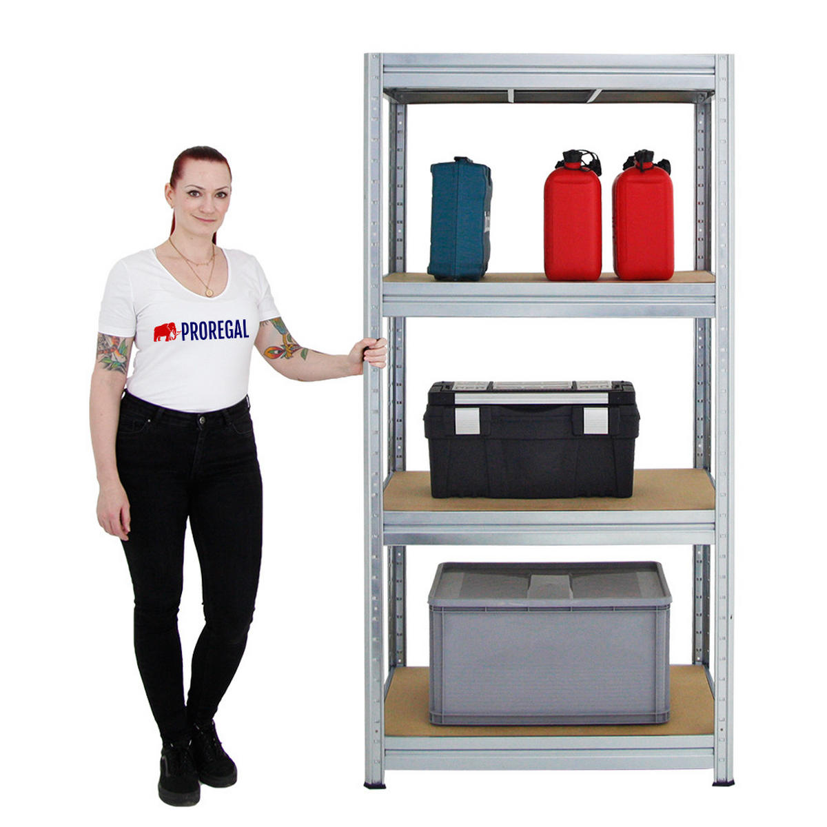 SCHWERLASTREGAL Dino 180x90x60 cm Fachlast 600 kg Verzinkt - Silberfarben, Metall (90/180/60cm) - PROREGAL