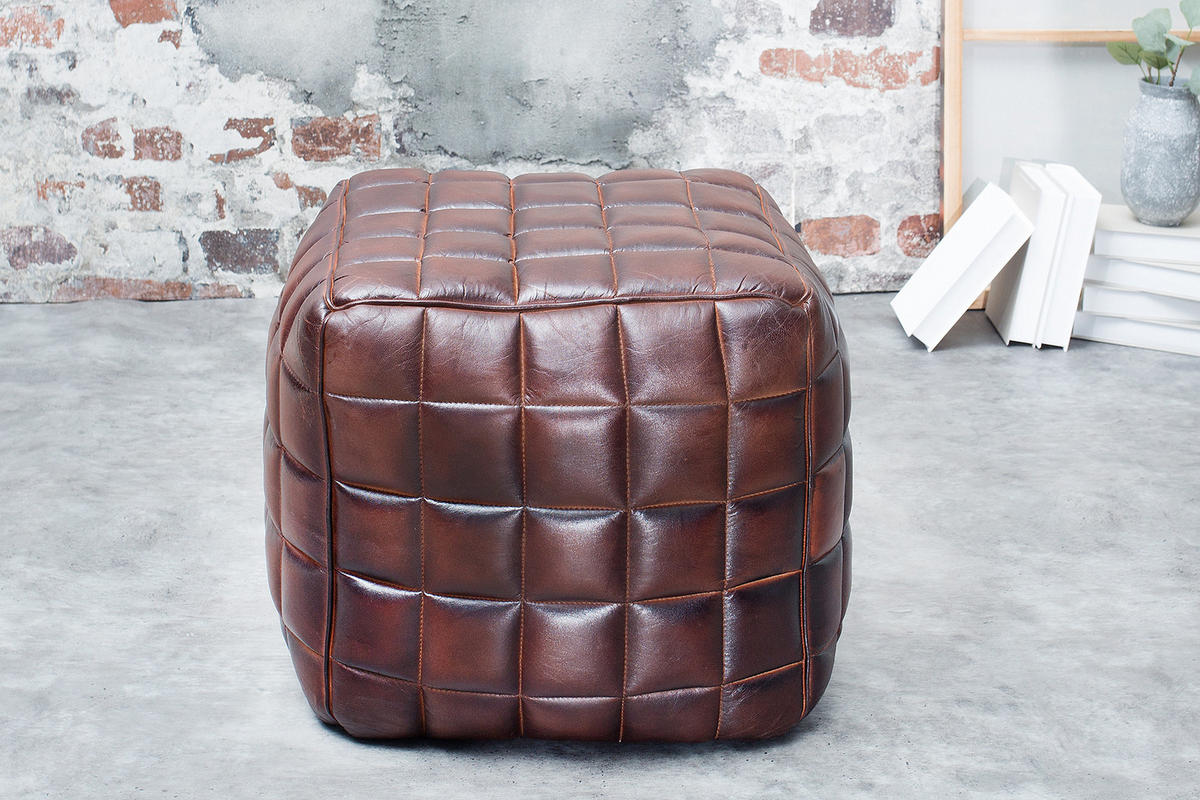 HOCKER RIDER Echtleder Braun 40 cm - Braun, Leder (40/40/40cm) - riess-ambiente