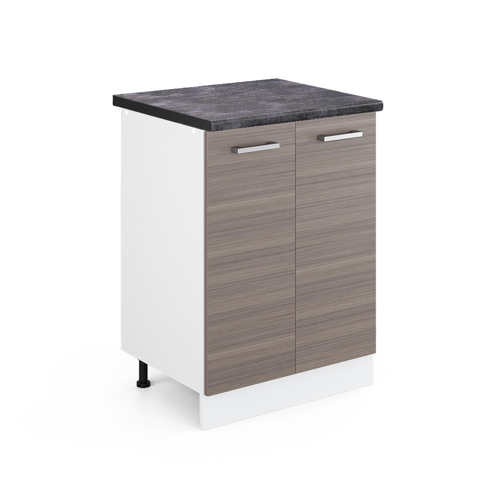 KÜCHENUNTERSCHRANK R-Line Grau 60 cm, AP Anthrazit - Weiß/Braun, Holzwerkstoff (60/81.6/60cm) - Vicco