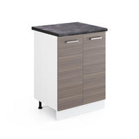 KÜCHENUNTERSCHRANK R-Line Grau 60 cm, AP Anthrazit - Weiß/Braun, Holzwerkstoff (60/81.6/60cm) - Vicco
