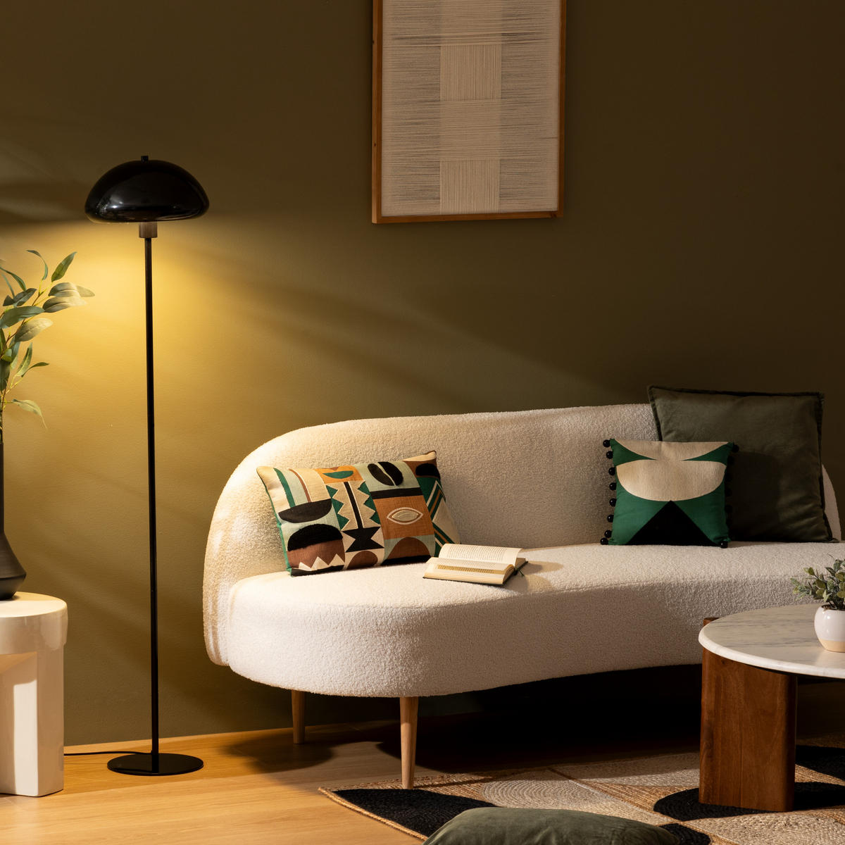 STEHLAMPE Pilz Savio 140 cm - Schwarz, Metall (28/28/140cm) - Atmosphera Createur d´interieur