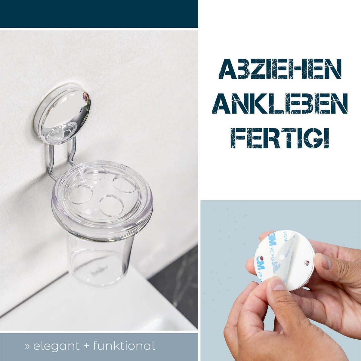 ZAHNBÜRSTENHALTER MOON-LOC - Edelstahlfarben, Kunststoff (10/18/10cm) - bremermann