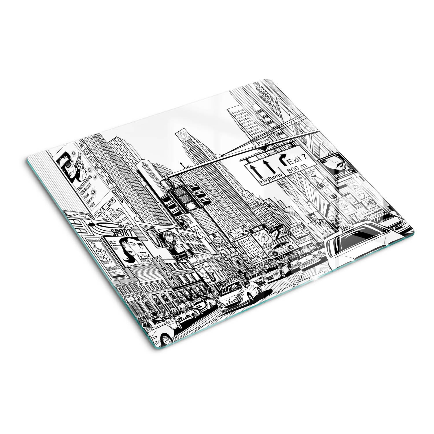 GLASPLATTE 60x52 cm Straßen von New York - Schwarz, Glas (60/0.4/52cm) - TULUP
