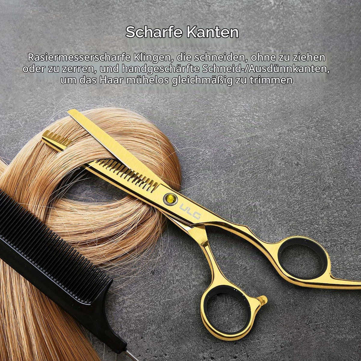 HAARSCHNEIDESCHEREN Set 2-teilig Gold 16,5 cm - Goldfarben, Metall (6.3/1/16.5cm)