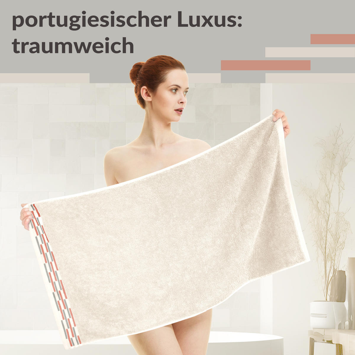 HANDTUCH Lugano Natur 2er 50x100 cm - Naturfarben, Textil (50/100cm) - Lashuma