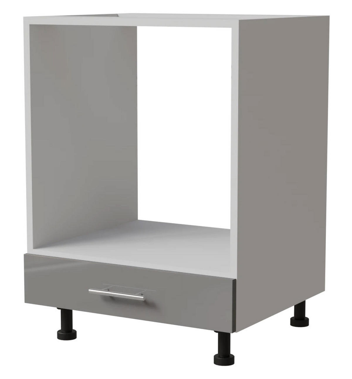 HERDUMBAUSCHRANK Essen D11K/60 Grau Hochglanz / Weiß Matt 60 / 50 / 82cm - Weiß/Grau, Holz/Holzwerkstoff (60/82/50cm) - Feldmann-Wohnen