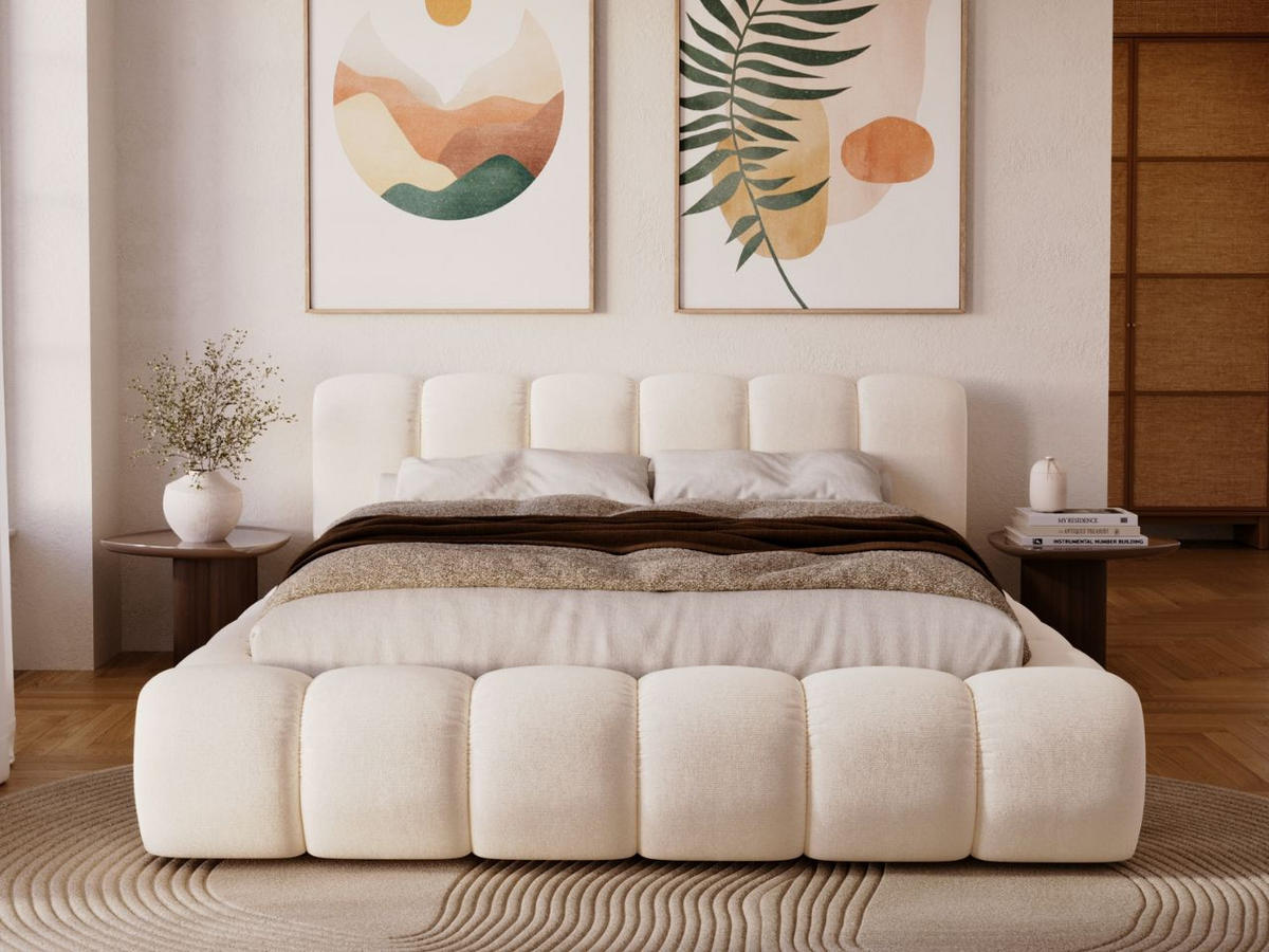 POLSTERBETT Doria 140x200 Cremige - Creme, Textil (140/200cm) - Graingold