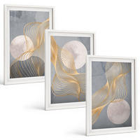 BILDER SET 3er Set - 40x60 cm Weißer Rahmen - Abstrakte Muster Wellen Kreise - Weiß, Kunststoff (40/60cm) - TULUP