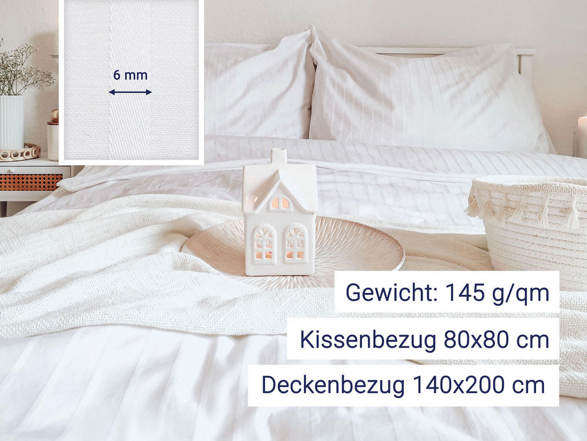 BETTWÄSCHE, 80x80 cm + 140x200 cm, 100% Baumwolle, Weiß - Weiß, Textil (140/200cm) - Zollner