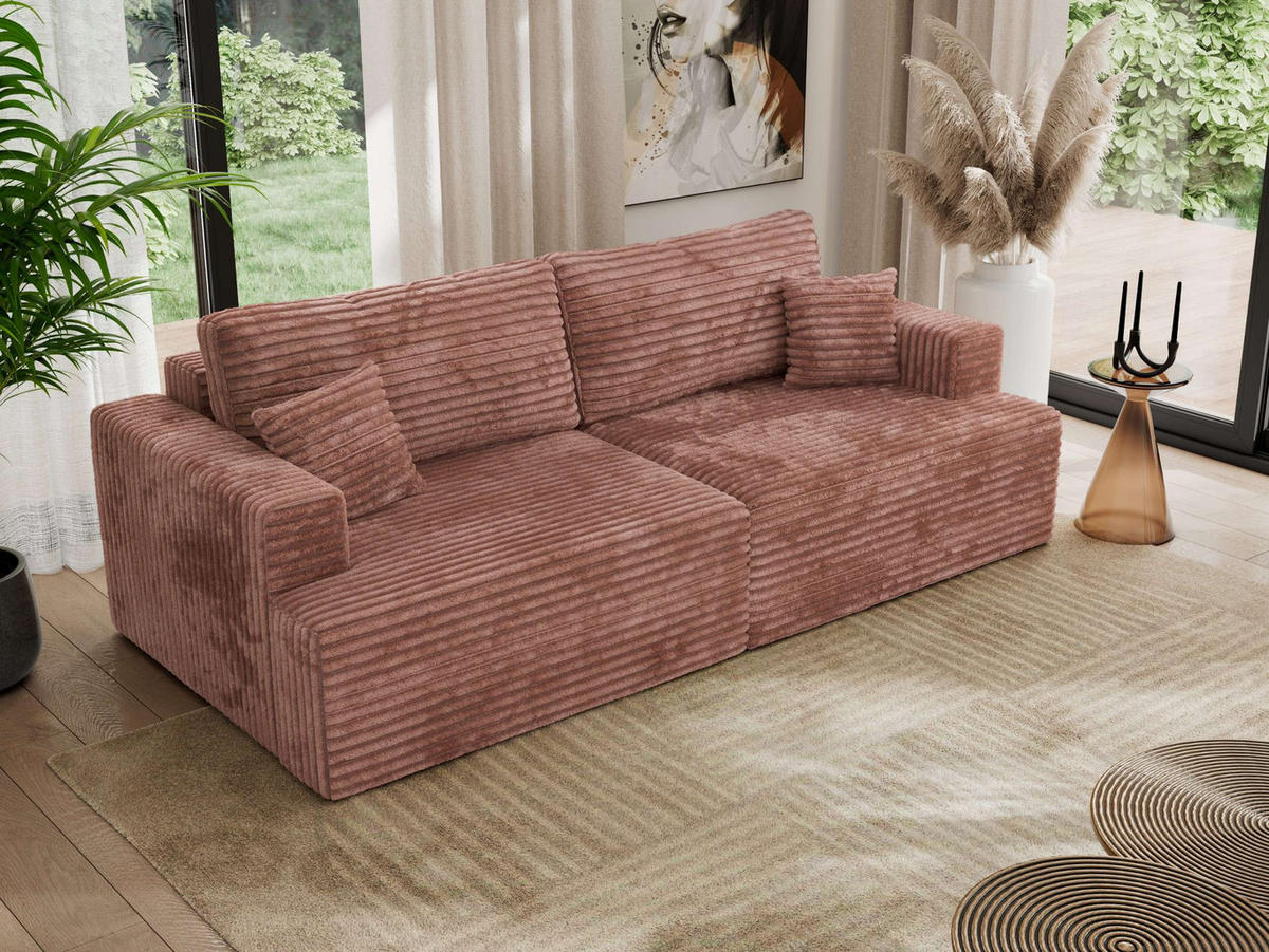 4-SITZER SOFA VIRELLA Rosa Cord - Schwarz/Rosa, Textil (240/88/115cm) - MKS