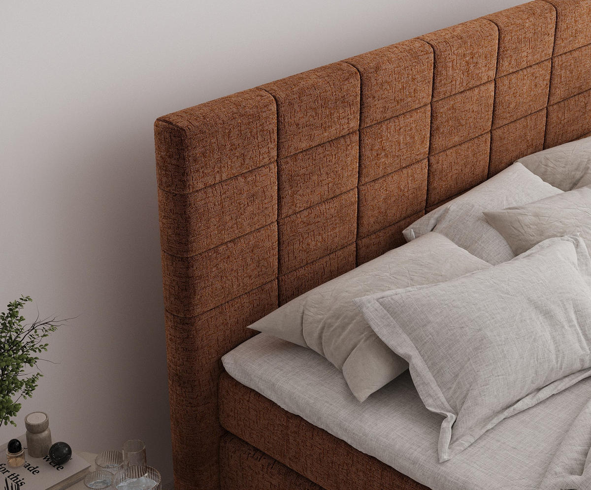 BOXSPRINGBETT Ava Kupferfarbe 160/200 cm - Schwarz/Kupferfarben, Holz/Holzwerkstoff (160/200cm) - Maison de Reve