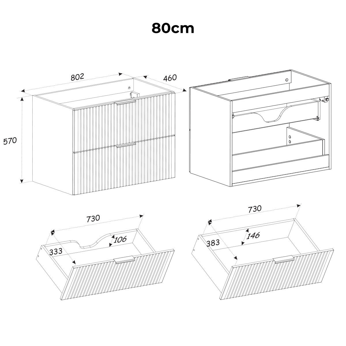 WASCHTISCHUNTERSCHRANK 80.6cm Adriel Beige - Beige, Holzwerkstoff (80.6/59/46cm) - Petits-meubles