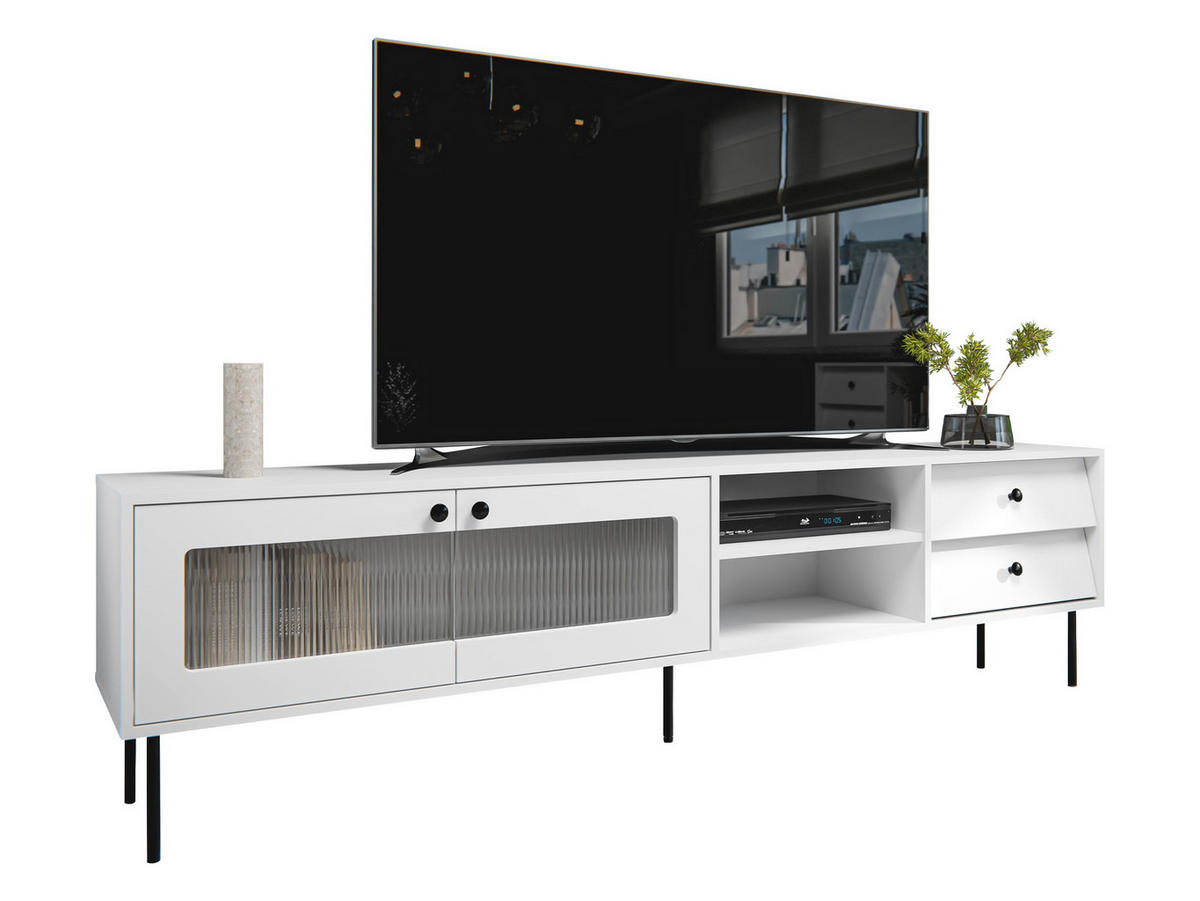 TV-LOWBOARD Valerio 200 - Schwarz/Weiß, Holzwerkstoff/Kunststoff (200/55/39cm) - MIRJAN24