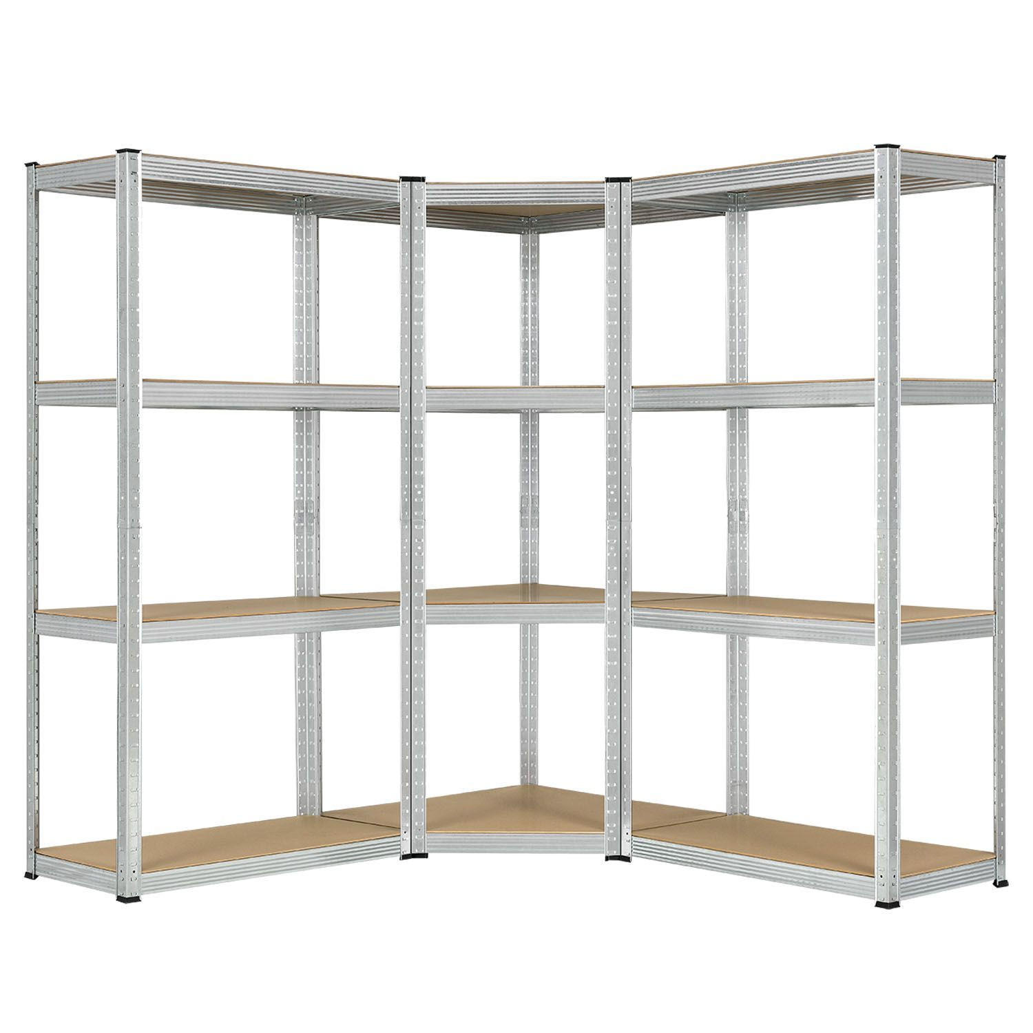 REGALSYSTEM Easy silber insgesamt 12 Böden (3er-Set) - Silberfarben, Metall (155/160/155cm) - Juskys