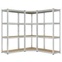REGALSYSTEM Easy silber insgesamt 12 Böden (3er-Set) - Silberfarben, Metall (155/160/155cm) - Juskys