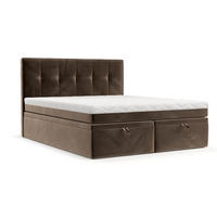 BOXBETT Arivo 140/200 cm Braun im Paros Stoff - Schwarz/Braun, Holz/Holzwerkstoff (140/200cm) - AltaBeds