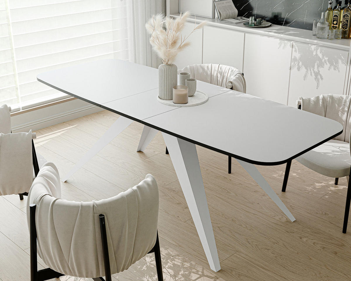 AUSZIEHTISCH FENTO 160/80/76 cm, Weiß - Weiß, Holzwerkstoff/Metall (80/160/76cm) - Idohome