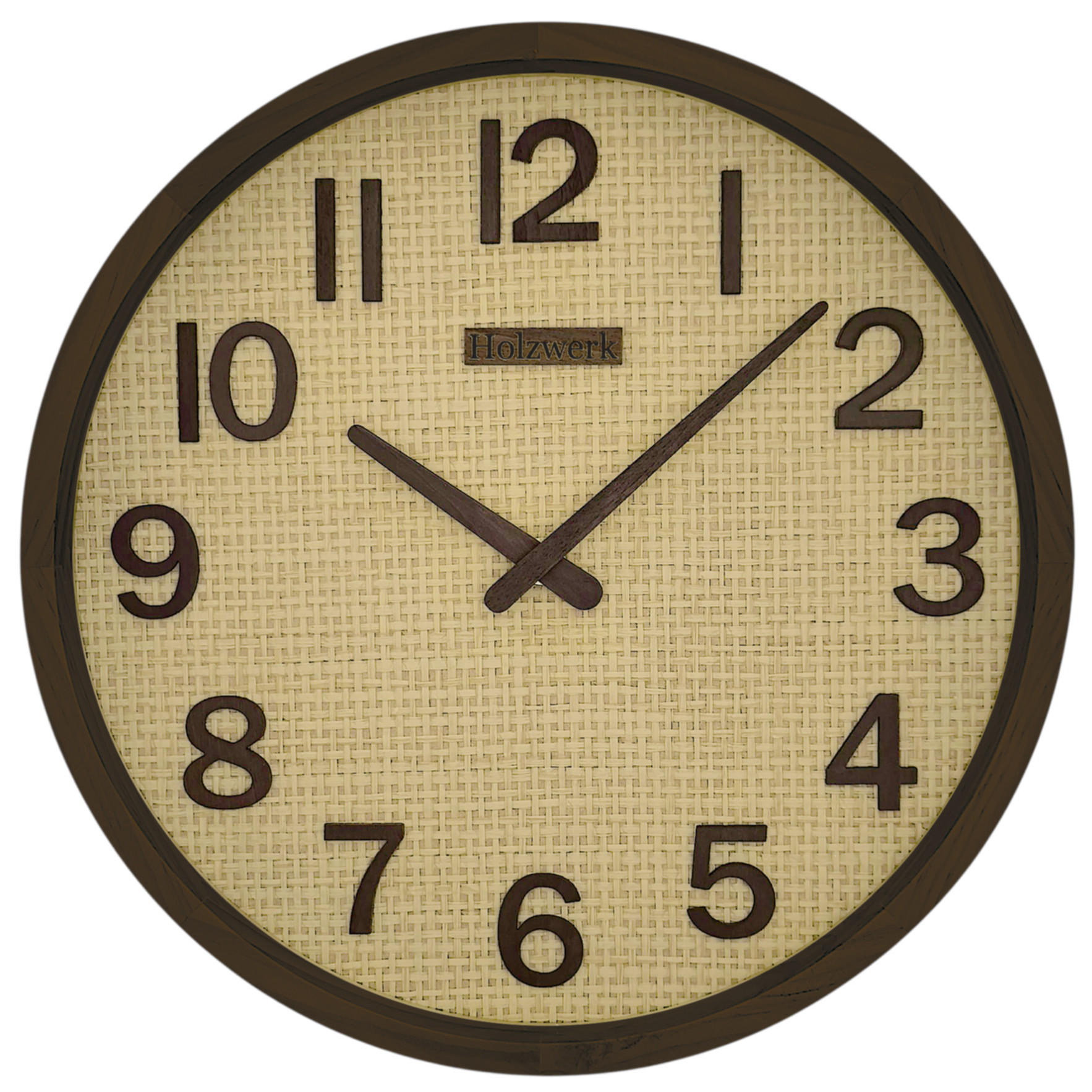 WANDUHR Holz BOHO Rattan PENZBERG Loft Wand Uhr, braun, beige - Beige/Braun, Holz/Kunststoff (30/30/4.8cm) - Holzwerk