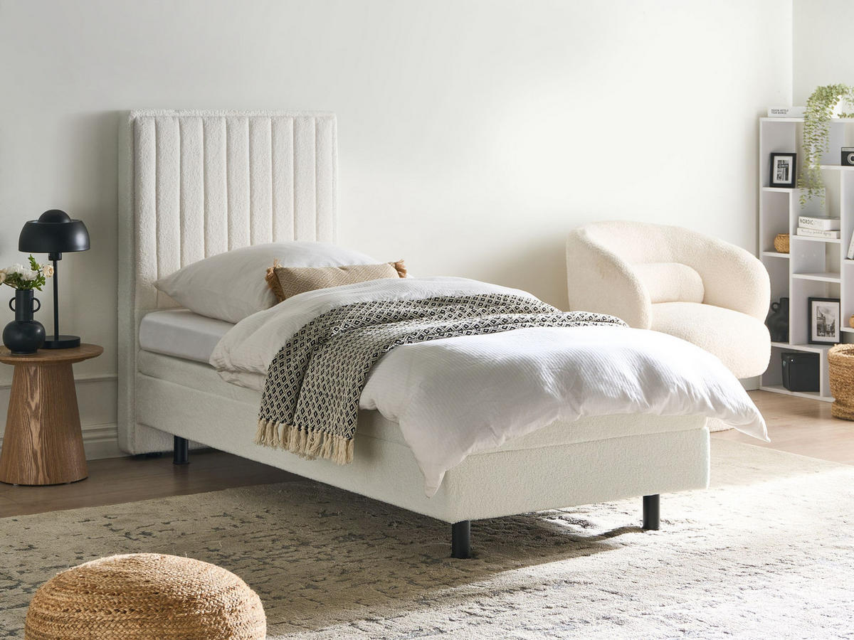 BETT 80/200 cm Cremeweiß Duke II - Schwarz/Weiß, Textil (80/200cm) - Beliani