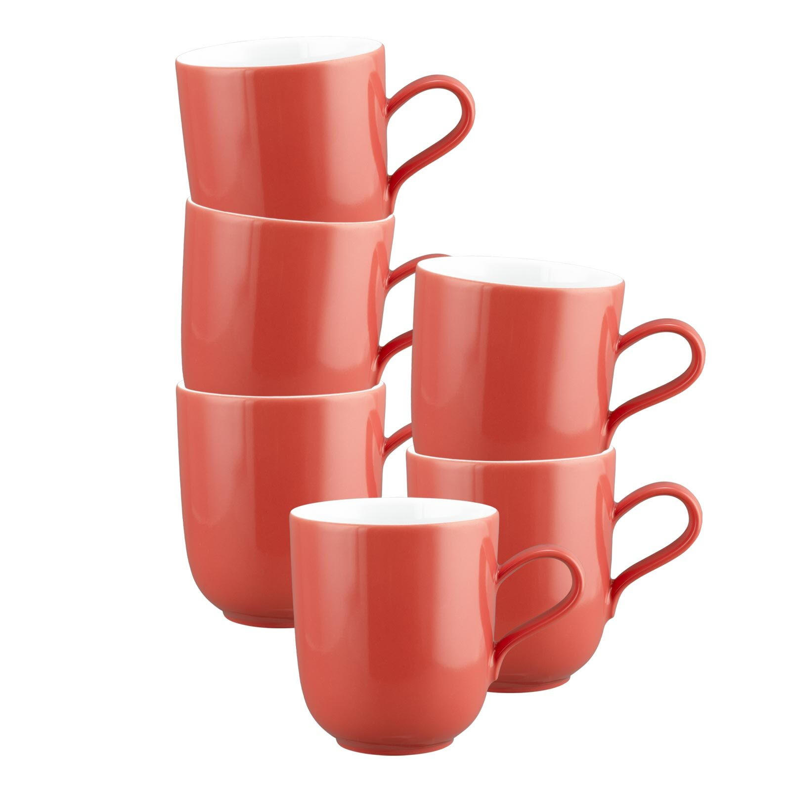 HENKELBECHER Liberty Pure Colors Flamingo Red 400 ml 6er Set - Rot, Keramik (0.4L) - Seltmann Weiden