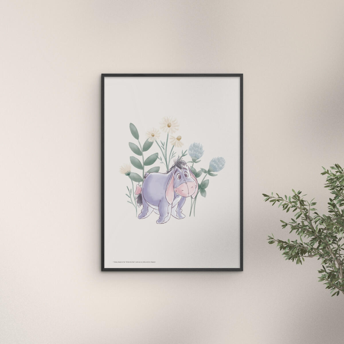 POSTER mit Rahmen Disney - Disney's Eeyore in Pastel Meadow - Multicolor/Schwarz, Holz/Papier (70/100cm) - Poster&Frame