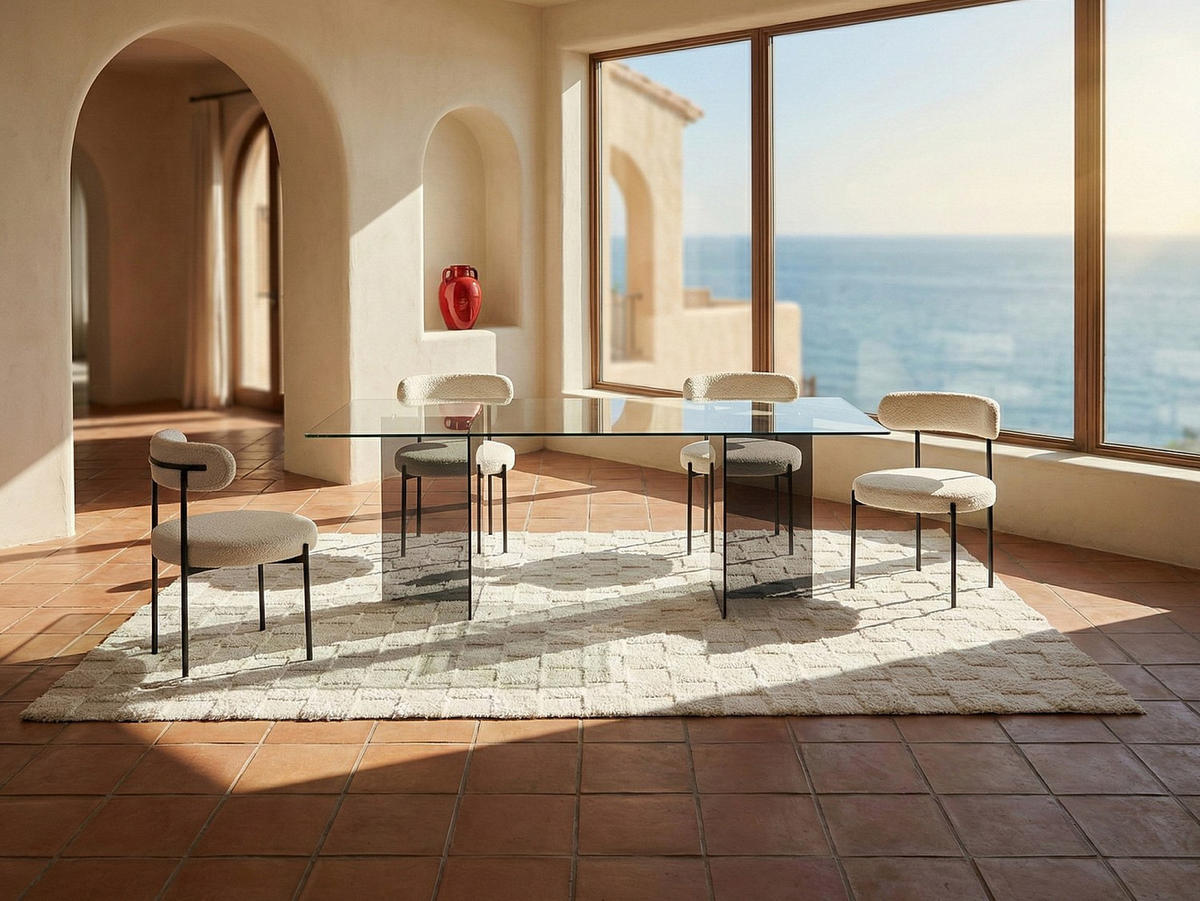 TISCH ohne Ausziehfunktion - 8 -Sitzer - Sicherheitsglas - transparent, anthrazitgrau - BYLENA - Transparent, Glas (100/200/75cm) - Vente-Unique