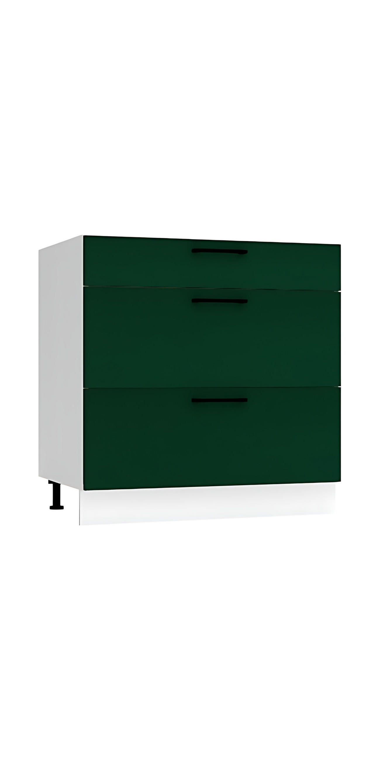 UNTERSCHRANK D80S3 - Morvex - 3 Schubladen für effiziente Organisation - Dunkelgrün, Holz/Metall (80/82/52.4cm) - ROYAL24_MARKT