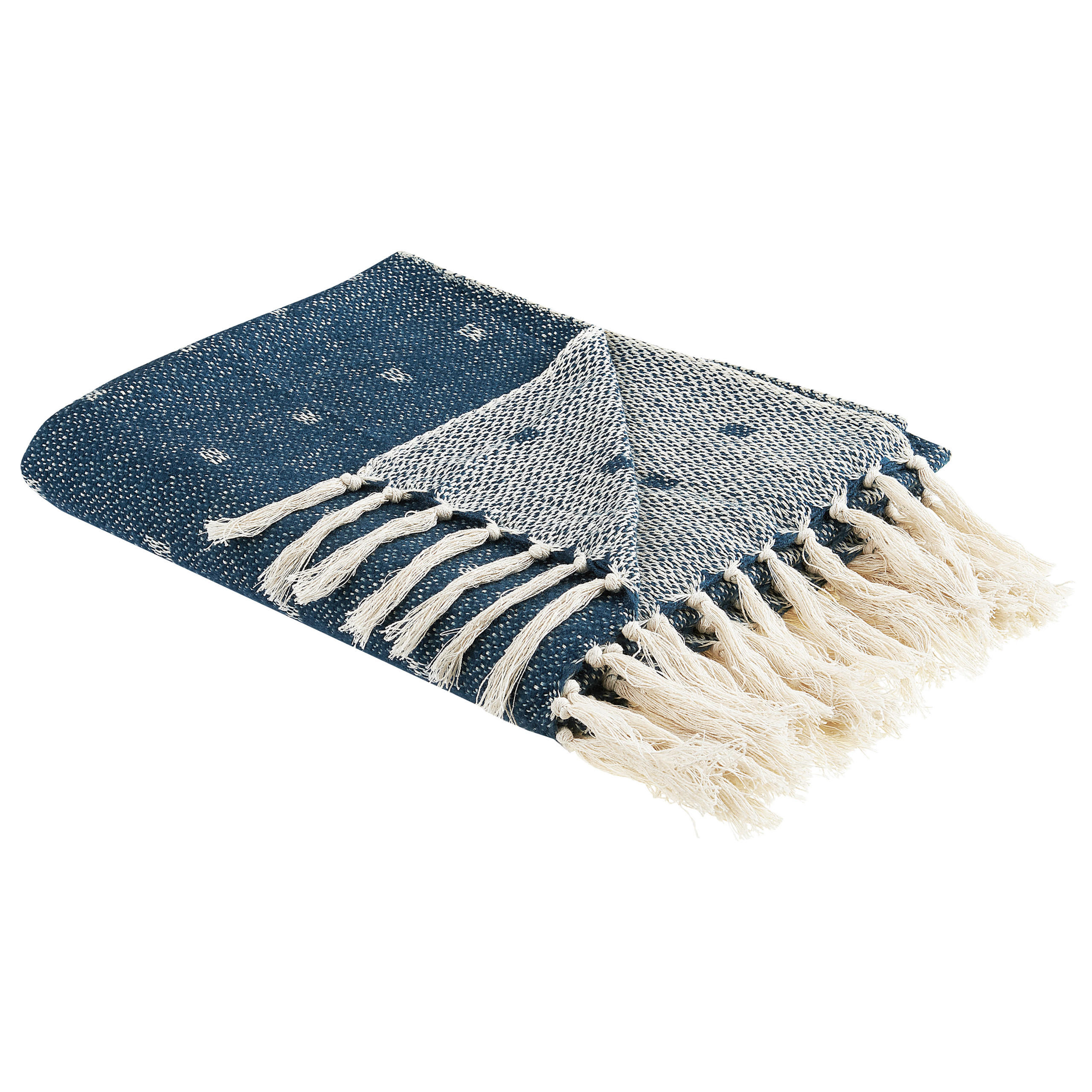 DECKE Dunkelblau Taari 130/170 cm - Dunkelblau, Naturmaterialien/Textil (130/170cm) - Beliani