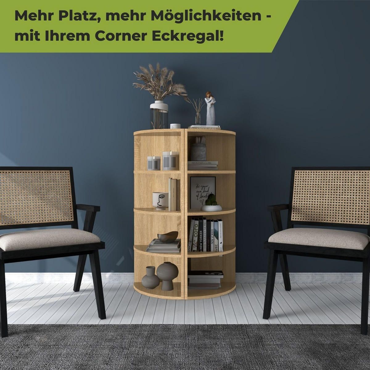 ECKREGAL CORNER 120 Holz Natur 4 Etagen 40/40/120 cm - Naturfarben, Holzwerkstoff (40/120/40cm) - Coemo