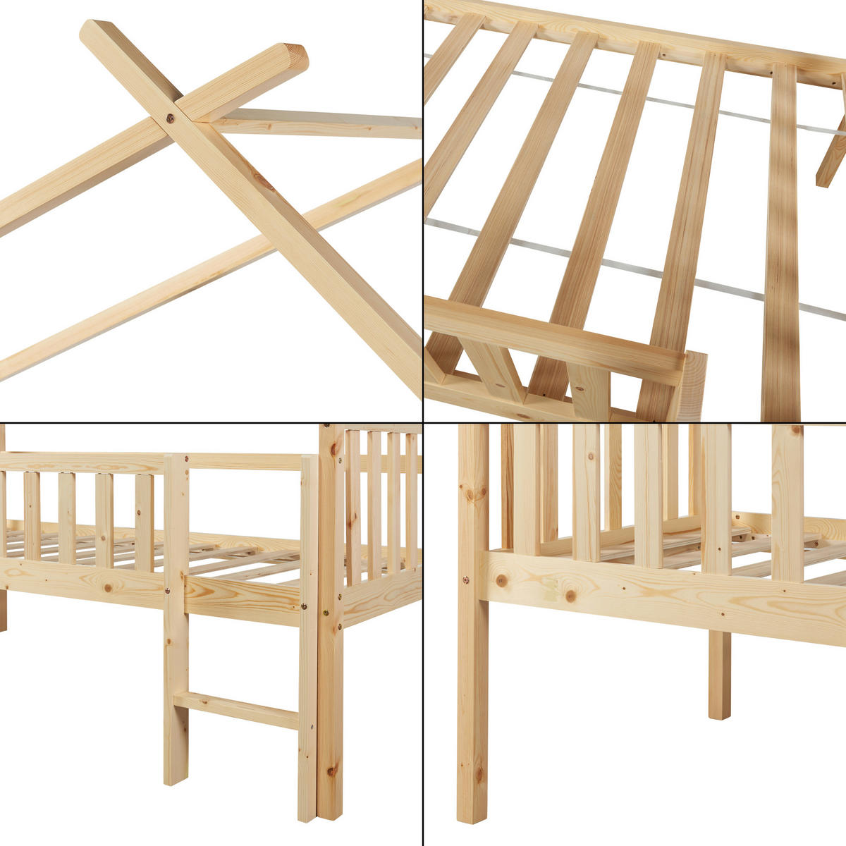 KINDERBETT Sotkamo - Naturfarben, Holz (90/200cm) - [en.casa]