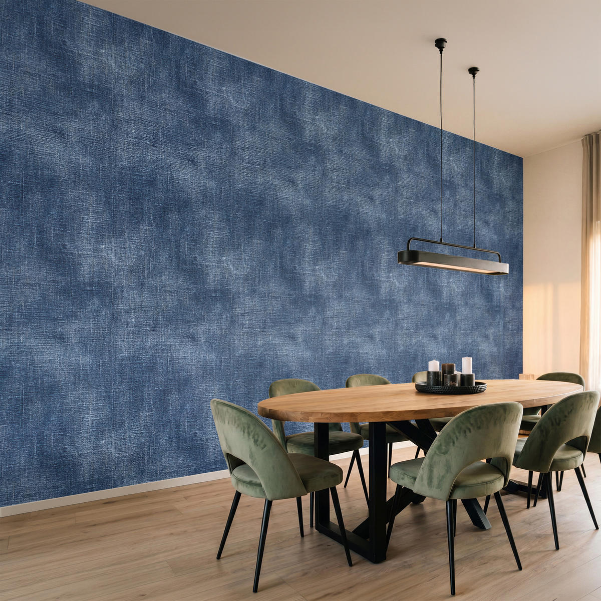 TAPETE - Leinen - Textur - Muster - Denim - Rustikal - 500x200 cm - Blau, Papier (500/200cm) - OnlyWow
