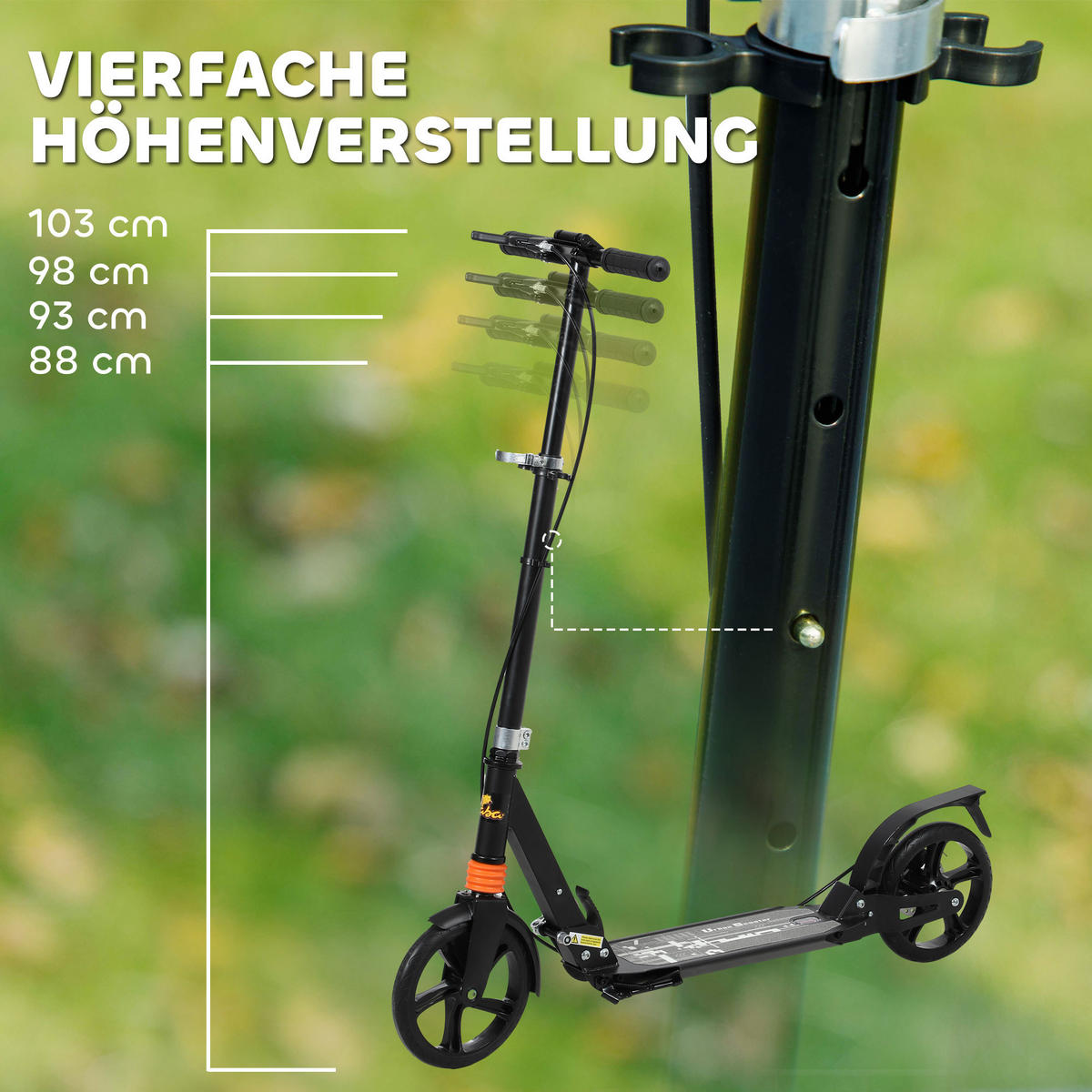 ROLLER Kinder Scooter mit verstellbar Griffen klappbar höhenverstellbar Schwarz - Schwarz, Metall (94/36/103cm) - AIYAPLAY